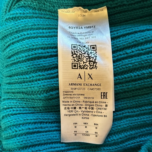 Armani Exchange long sweater/ tunic. Pre owned - Picture 3 of 6